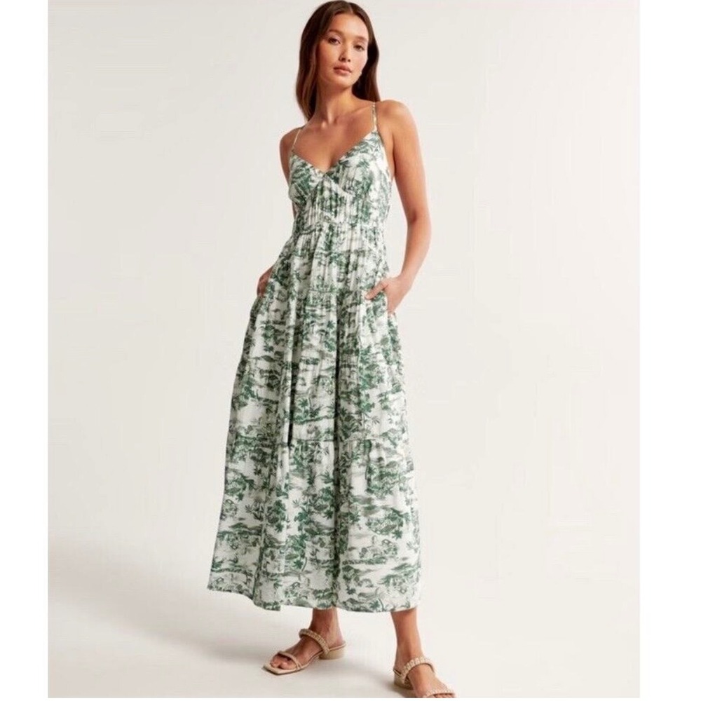 Abercrombie & Fitch Green and White Floral Maxi Dress